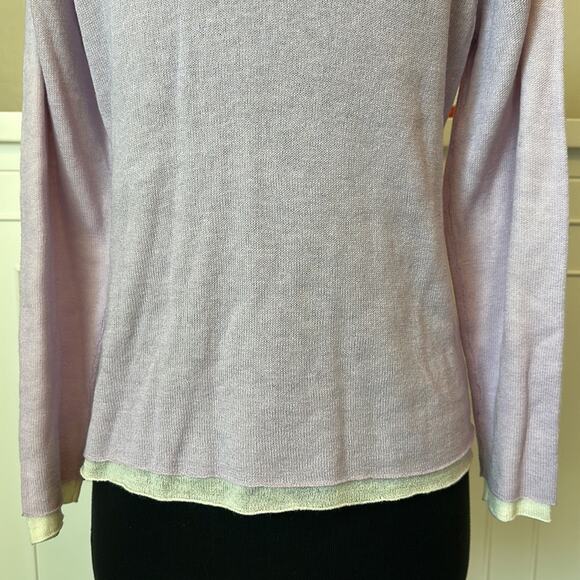 Eileen Fisher Double Layer Viscose Wool Web Hydra Scoop Neck Layered Top Size PM - Picture 7 of 14